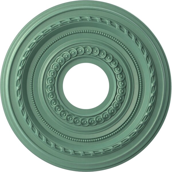 Ekena Millwork Cole PVC Medallion (Canopies up to 4 1/4"), 13"OD x 3 1/2"ID x 3/4"P, Metallic Sea Mist CMP13COFSM - main